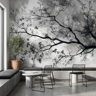 Papier peint branches d'arbres aquarelle