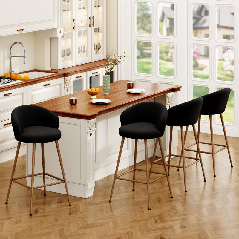 Counter Stool with Metal Frame, Brown, Black, 76.5cm