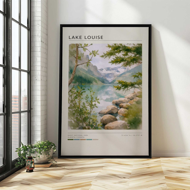 Lake Louise, reproduction d'art sur toile, 32 po x 48 po, Cadre flottant en érable américain