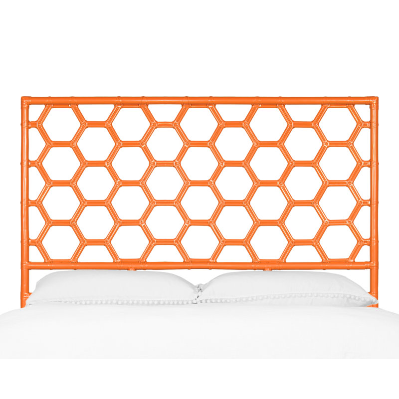 Tête de lit à structure ouverte en osier / rotin Honeycomb, Orange citron, Grand