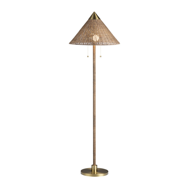 65" Metal Floor Lamp With Brown Shade