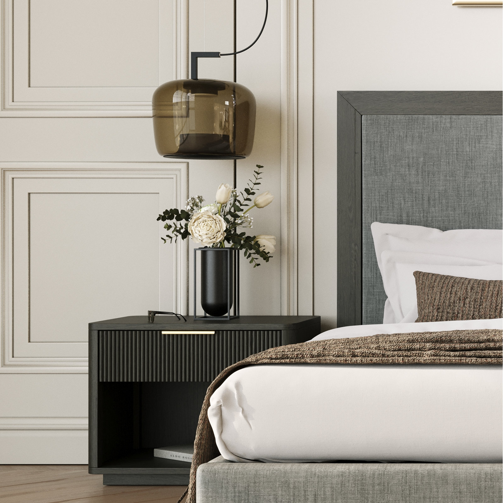 Akira 1 - Drawer Nightstand, Gray Wash