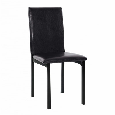 Ensemble de 4 chaises à structure en métal et siège en similicuir brun