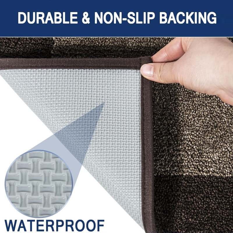 Non-Slip Geometric Doormat, Brown