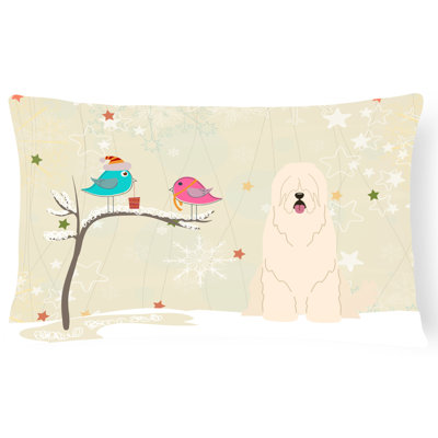 Coussin lombaire intérieur/extérieur ivoire à motif de noël