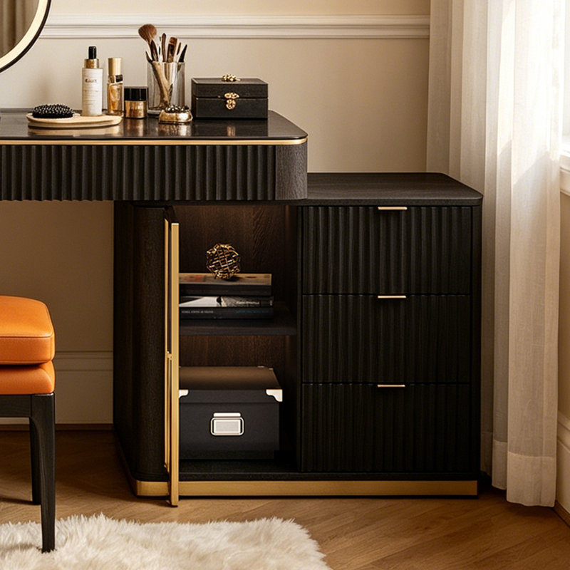 Ensemble de meuble-lavabo de maquillage Nhia, Noir, L 50 po x P 23 po x H 29,5 po