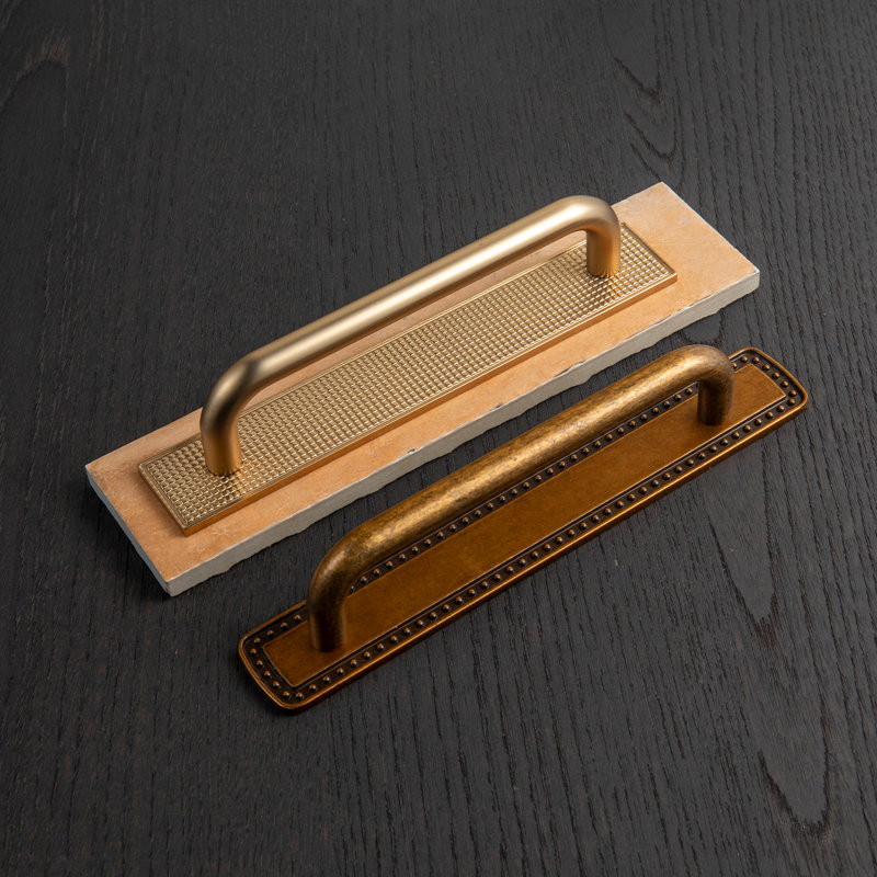 Poignée d'armoire fonctionnelle de 5 pouces avec plaque arrière perforée, 5", Bronze champagne