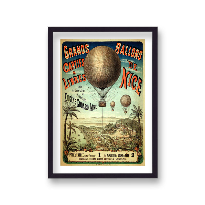 Vintage Grands Ballons de Nice 1 Piece Single Picture Frame Wall Art