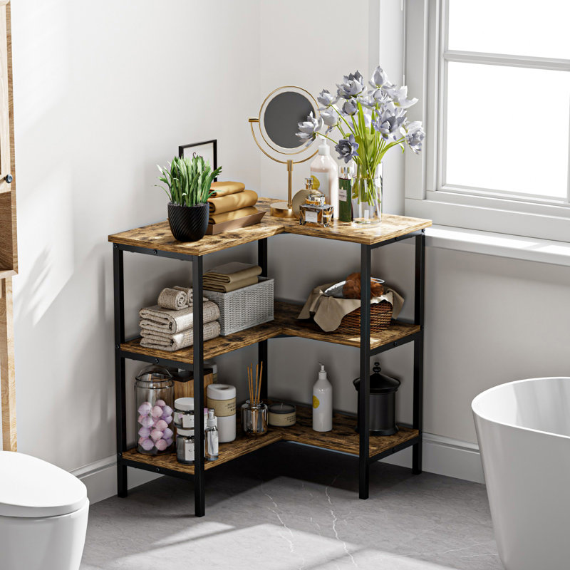 Lekendrick 29.5" H 3-Tier Corner Bookcase , Gray
