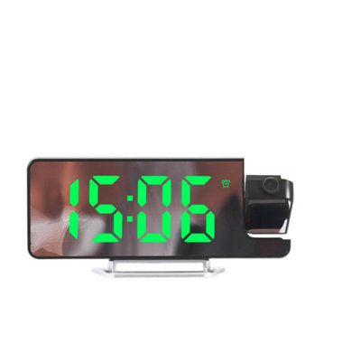 Réveil-miroir à projection à DEL à grand écran, changement de format 12/24 heures et intensité du rétroéclairage réglable pour un fonctionnement nocturne sans éblouissement.