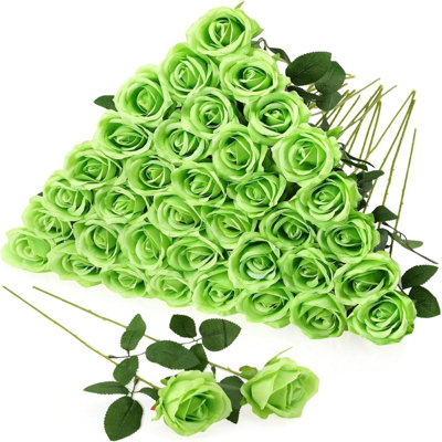 36 Pcs Artificial Flowers Bulk Fake Rose Bouquet Bridal Artificial Roses with Stems Long Stem Realistic Faux Rose Flower for Wedding Bouquet Arrangement Centerpiece Party Decor