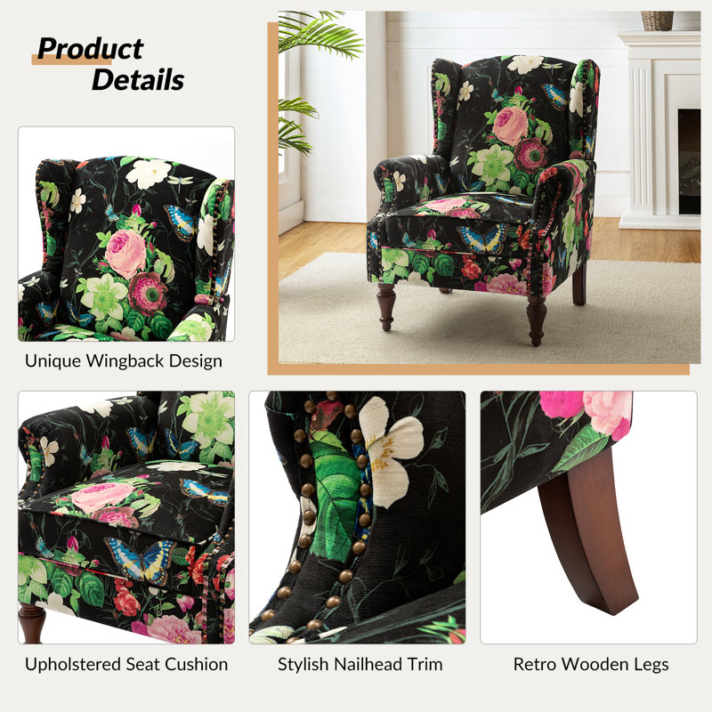 Upholstered Accent Chair, Black