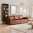 Chesterfield King Sofa Bed, 3-in-1 Faux Leather & Nailhead Trim-1083933588