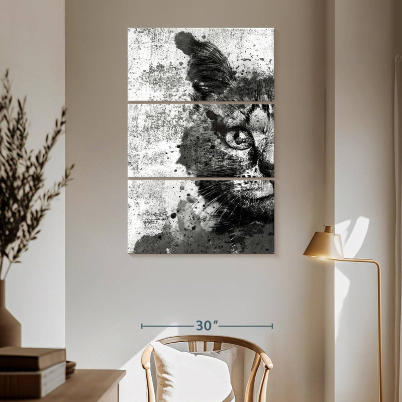 Brampt Cat Face Black And White, 65" H x 42" W