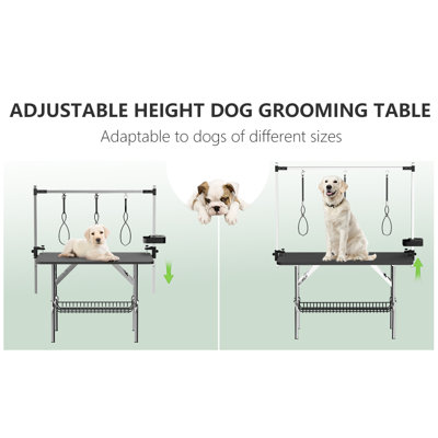 Grande table de toilettage pour chien 47 po en acier inoxydable pliable pour chiens à la maison
