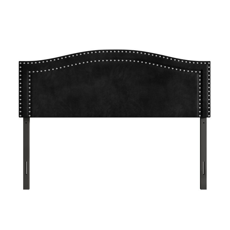Duyne Glam Velvet Upholstered Panel Headboard, Queen, Black