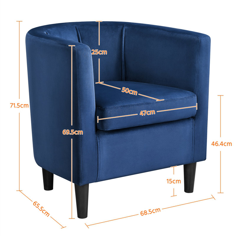 68.5Cm Wide Upholstered Tub Chair, Blue