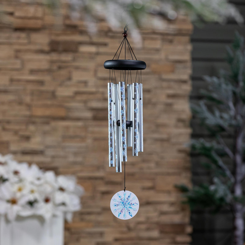 Carillon en cristal imprimé à la main avec flocons de neige imprimés, 27 po