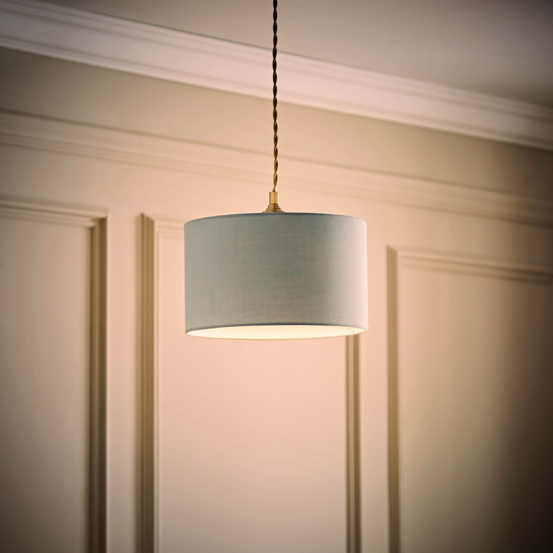 Blended Fabric Drum Lamp Shade ( Slip-On ), Blue, 15cm H x 25cm W x 25cm D