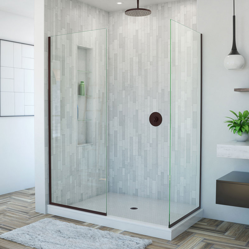 Linea 30" W x 72" H Frameless Fixed Glass Panel, Oil Rubbed Bronze