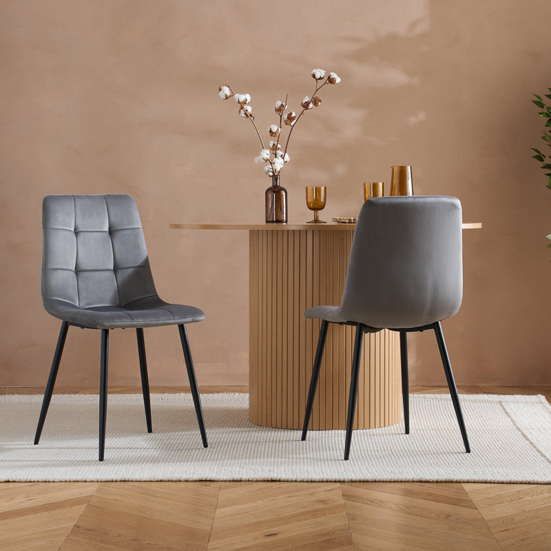 Suire PAIR OF FABRIC DINING CHAIRS, Grey, Black
