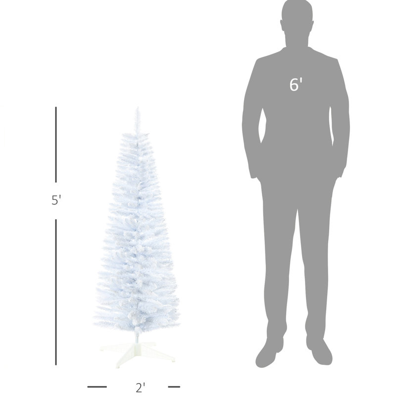Arbre de Noël artificiel enneigé 5 pi Snow, blanc - branche réaliste, base en plastique, ignifuge, assemblage facile pour arbre d'intérieur