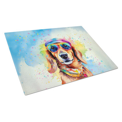 Grande planche à découper en verre Dachshund Hippie Dawg