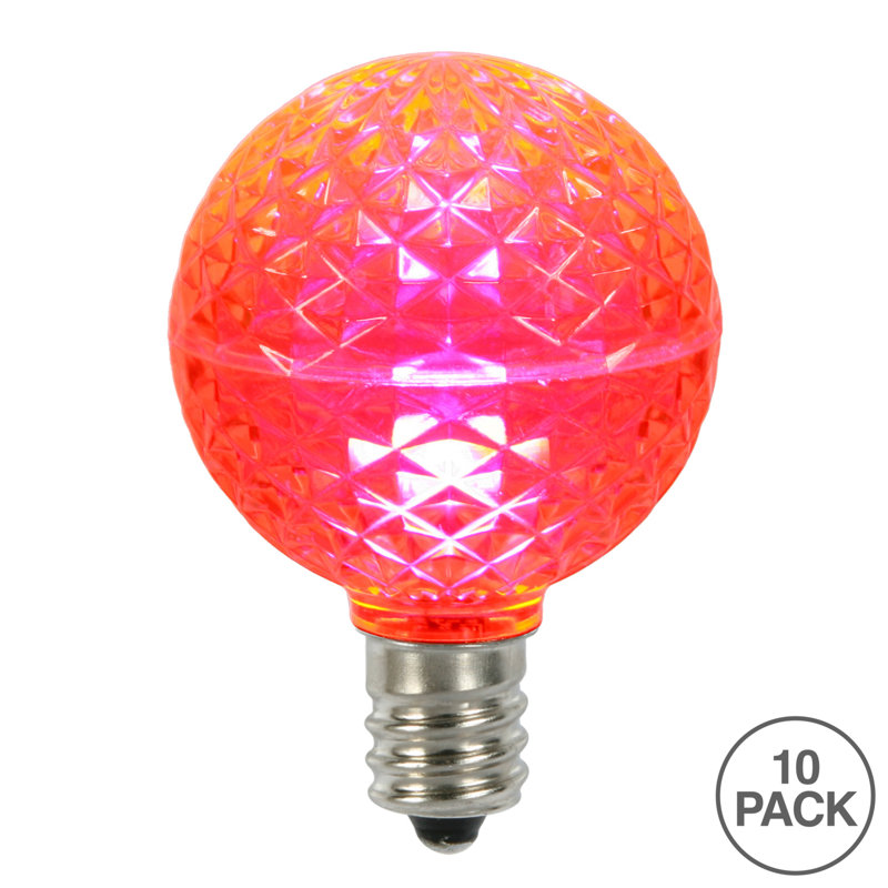 Vickerman G50 LED Pink Faceted Replacement Bulb, E17/C9 Nickel Base .45 Watts, Dimmable, 10 Bulbs Per Pack