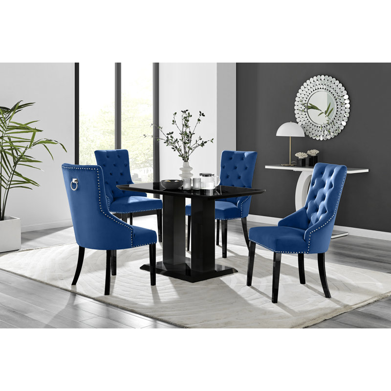 4 - Person Dining Set, Green/Silver, Black