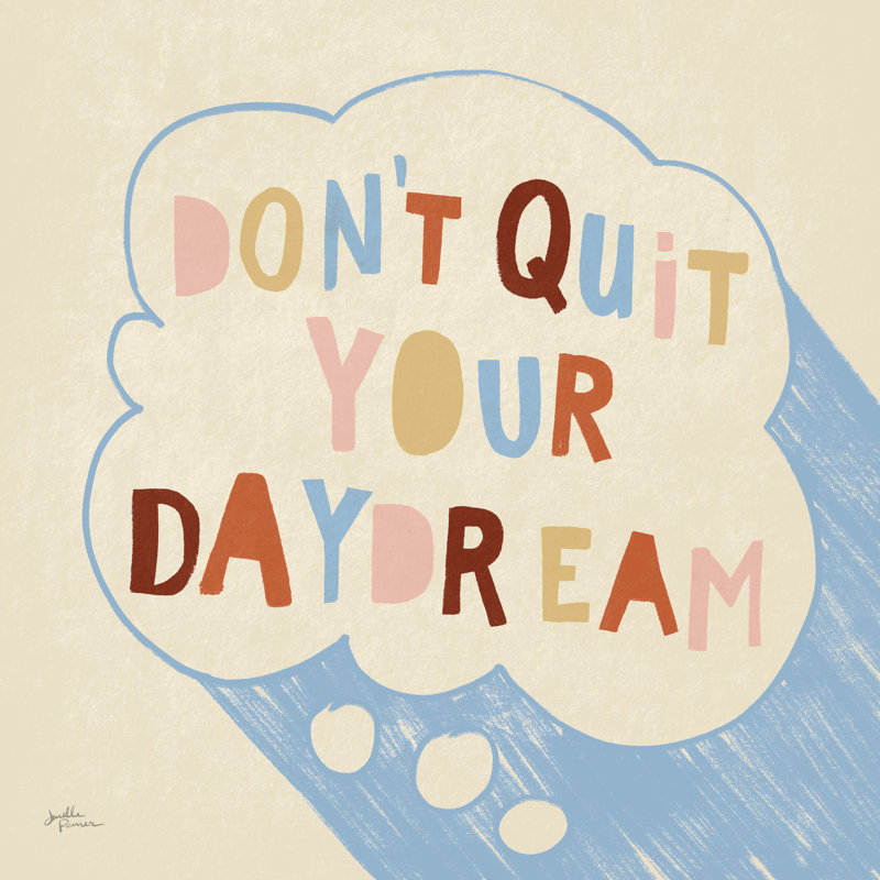 «Dont Quit I» - bleu, H 12 po x l 12 po, Pas de tapis, Toile tendue