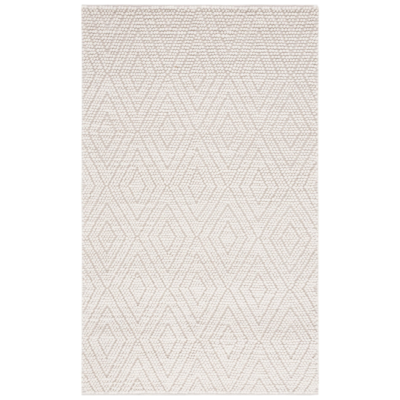 Tapis de couleur unie en laine tissé à la main en ivoire, Rectangle 4 pi x 6 pi