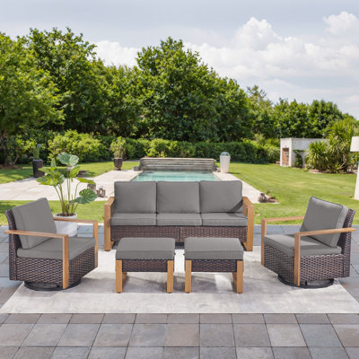 Kelyse Wicker 5 - Person Patio Conversation Set with Cushions
