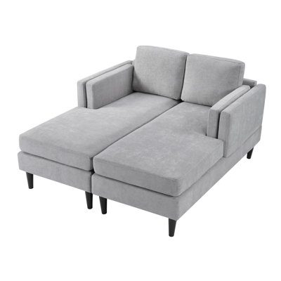 Modern Chaise Lounge Sofa Bed 53.5" Upholstered Sofa Couch Free-Combined Sofa Chaise With Dual-Layer Armrests For Living Room
