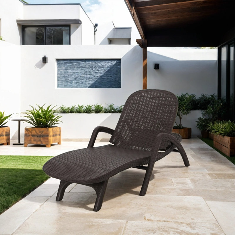 Khedra Outdoor Wicker Chaise Lounge
