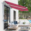 Auvent de patio 10 pi x 8 pi rouge et tissu aquatique avec cadre en aluminium et rétraction manuelle pour terrasse, balcon, cour rouge 8 pi, manivelle