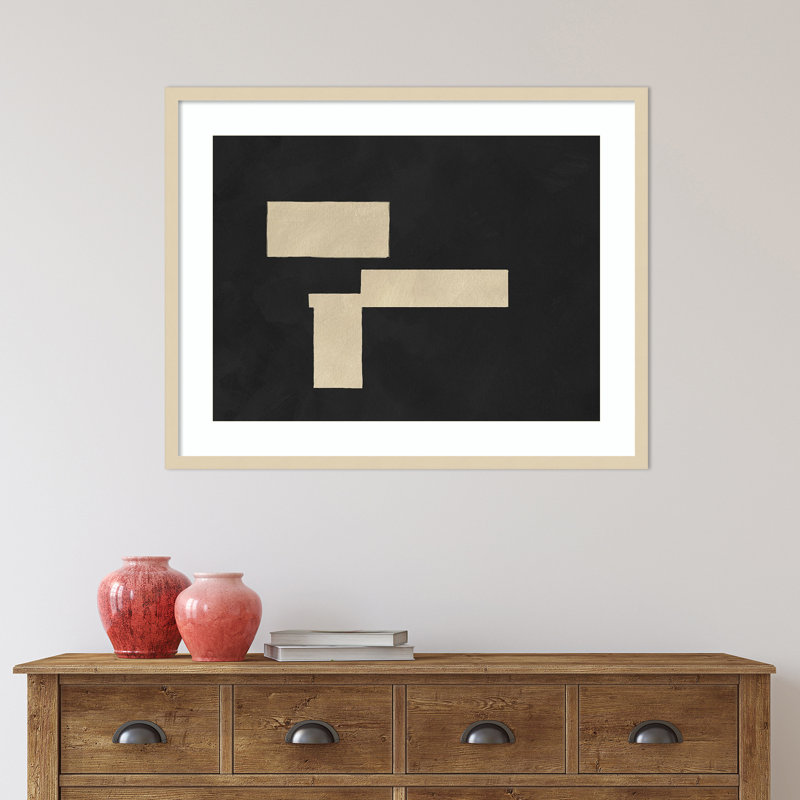 «Quadrate Abstract I» par Jacob Green, impression sur bois encadrée, Encadrement brun, H 26 po x l 33 po x P 1 po