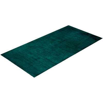 Tapis de couloir vert moderne et contemporain en laine nouée à la main 4 pi x 7 pi 10 po Cordle