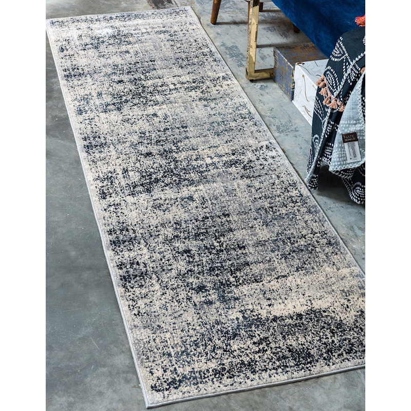 Tapis oriental gris Parrado, Tapis de couloir 2 pi 2 po x 6 pi 7 po
