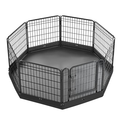 Parc pour chien pliable de 24 pouces avec 8 panneaux et coussin inférieur, clôture intérieure pour animaux en métal avec porte, cage de chiot durable pour petits animaux de compagnie, convenant aux chiens, aux chats et à d'autres animaux, noir