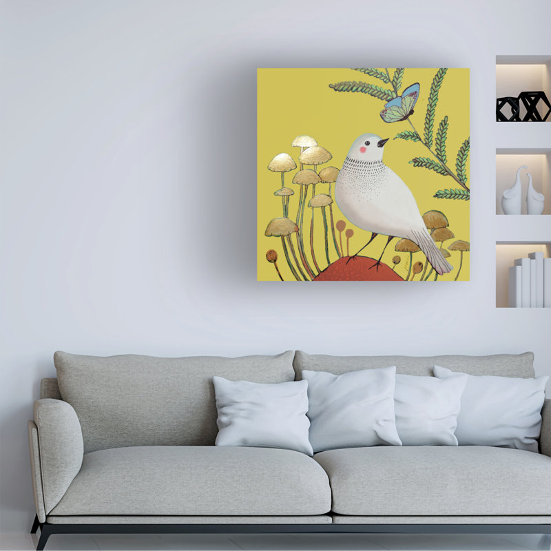 Art sur toile «Le Petit Sentier Jaune Bebe» par Sylvie Demers, H 14 po x l 14 po x P 2 po