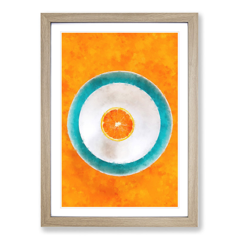 Orange Circles - Framed Print, 65cm H x 48cm W x 2cm D, Oak Framed