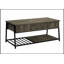 Table basse rectangulaire moderne à plateau relevable avec rangement, stratifié bronze foncé, longueur 107 cm (42 pouces), idéale pour les salons contemporains.