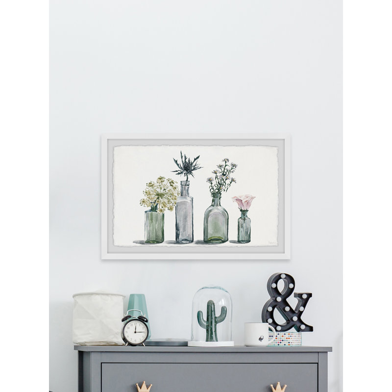 Four Bottle Blooms by Parvez Taj - Single Picture Frame Painting, 20 cm H x 30 cm W