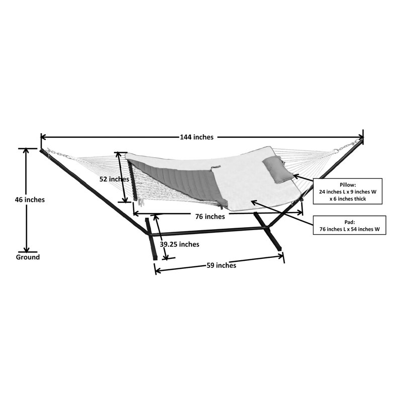 Hamac pour bar avec support Cambria, Rayé bleu sarcelle / gris / blanc