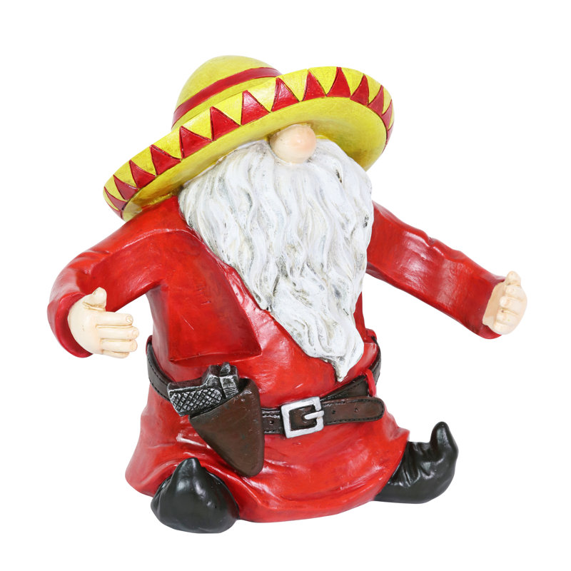 Hand Painted Red and Yellow Gnome Statue with Drink Holders