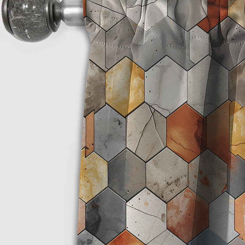 Motif rustique hexagonal Boho - Rideau abstrait - Rideau géométrique occultant - 1 panneaux, L 52 po x L 120 po