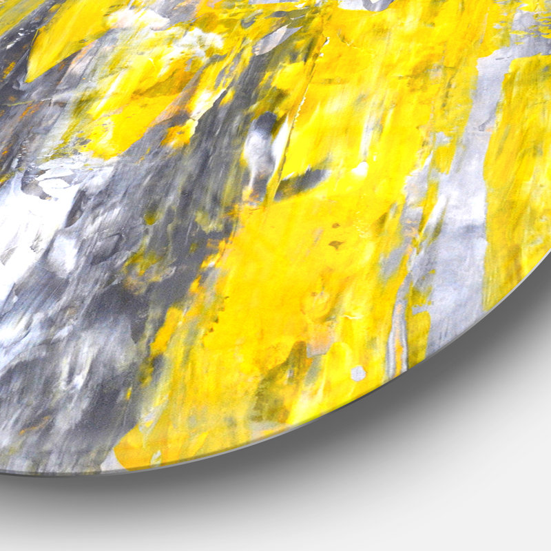 « Grey and Yellow Abstract Pattern », reproduction d'art sur métal, H 38 po x l 38 po x P 1 po 