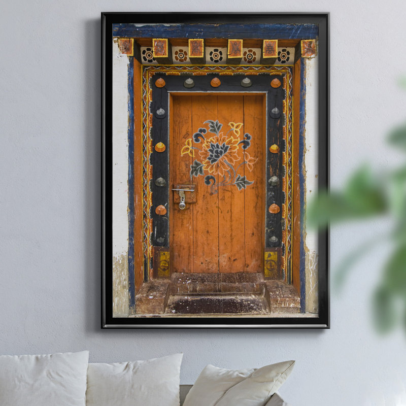 «Bhutan Door» par J Paul, reproduction d'art graphique sur toile encadrée, Noir, H 30,5 po x l 42,5 po x P 1,5 po