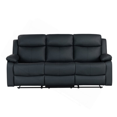 Blanche Black Reclining Sofa with LED Lights