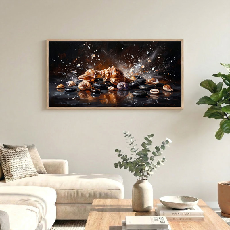 Ensemble de 1 tableau sur toile représentant une explosion d'obus, L 58 po x H 28 po, Naturel